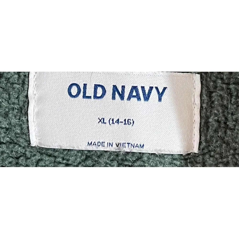 Old Navy Green & Navy Quarter-Zip Fleece Pullover Sweater‎ Casual Comfort XL